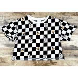 Looney Tunes Daffy Duck and Bugs Bunny Crop Top Shirt Size Medium